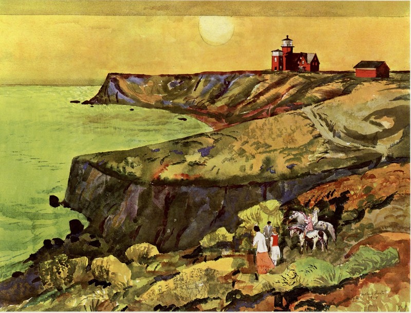 LARGE Millard Owen Sheets Martha’s Vineyard Gay Head Lighthouse Print 24″x30″