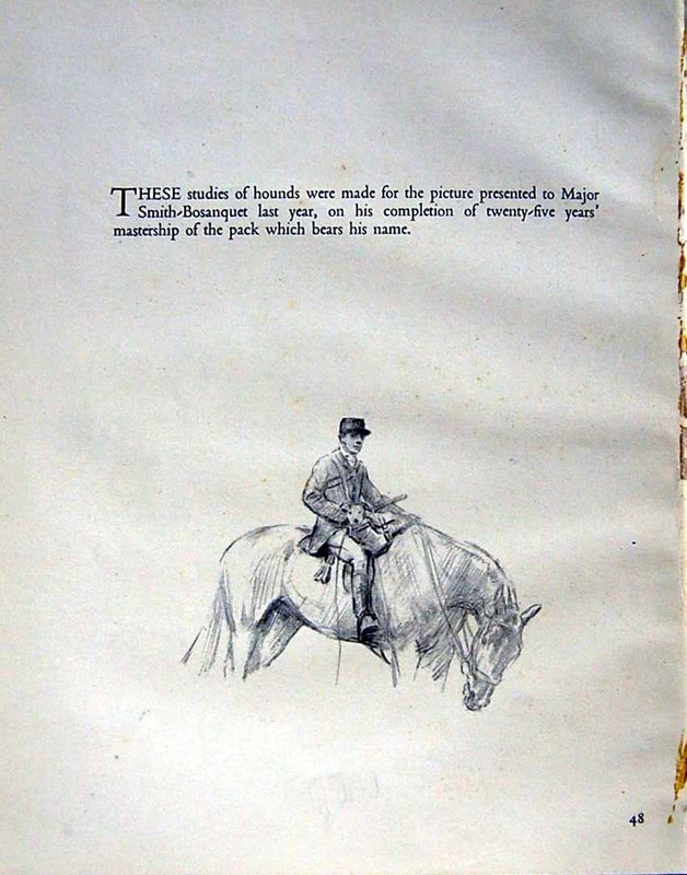 Old Vintage Print C1944 Hunting Hounds Dogs Kennels Horse Lionel Edwards 20th
