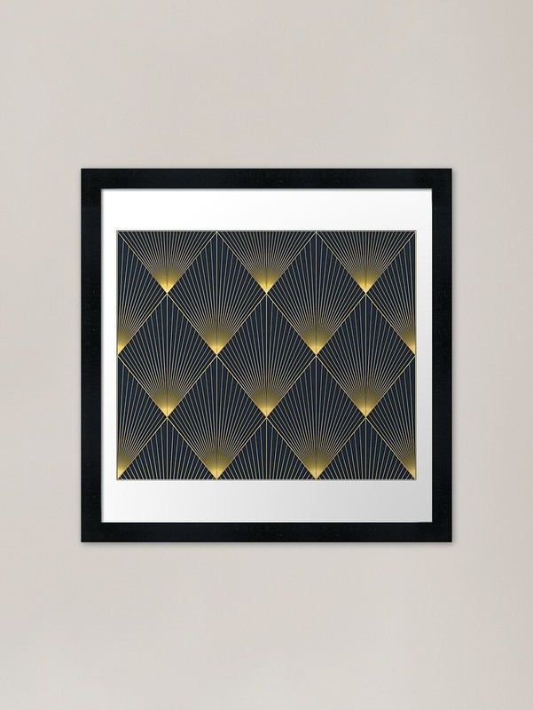 Art Deco sophisticated diamond patt Framed Wall Art Poster Canvas Print Picture