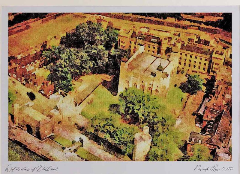 804010 Aerial View Of The Tower Of London England U.K. A4 Watercolour print