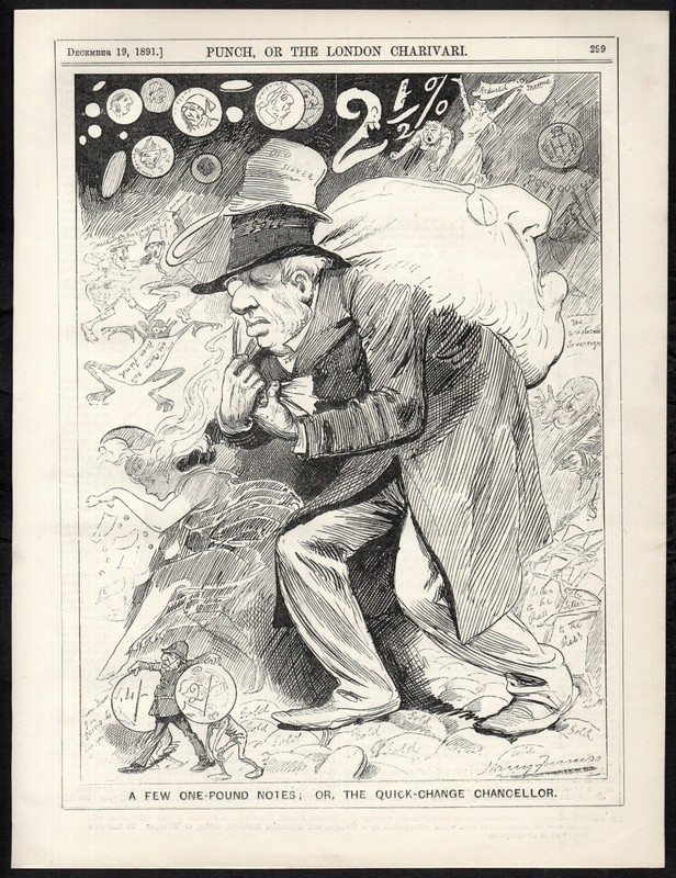 A FEW ONE-POUND NOTES 1891 George Joachim Goschen PUNCH CARTOON PAGE
