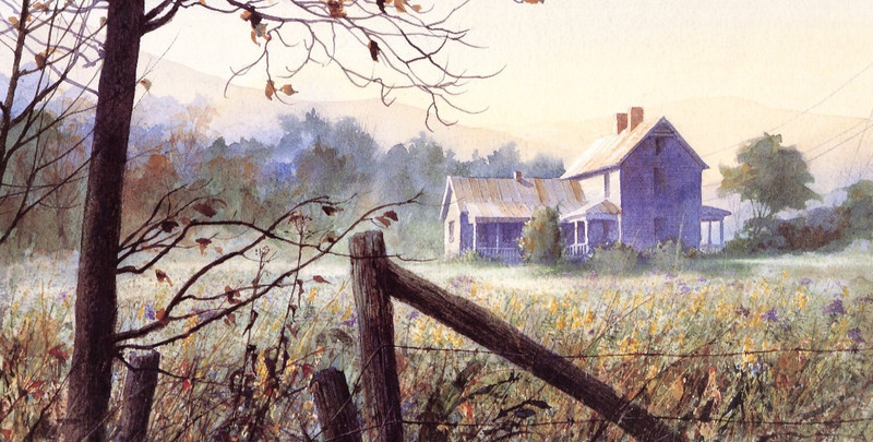 2000 Vintage Print Rural Rustic Family Home Tennessee Forest Watercolor Image gallery