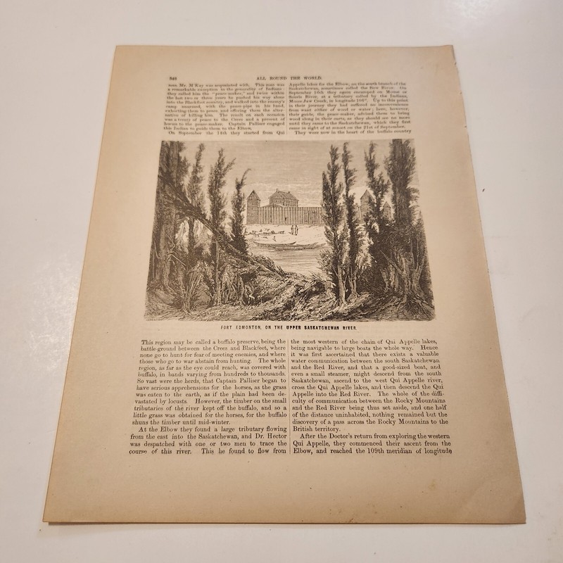 Fort Edmonton Upper Saskatchewan River Canada c. 1876 Engraving (18)