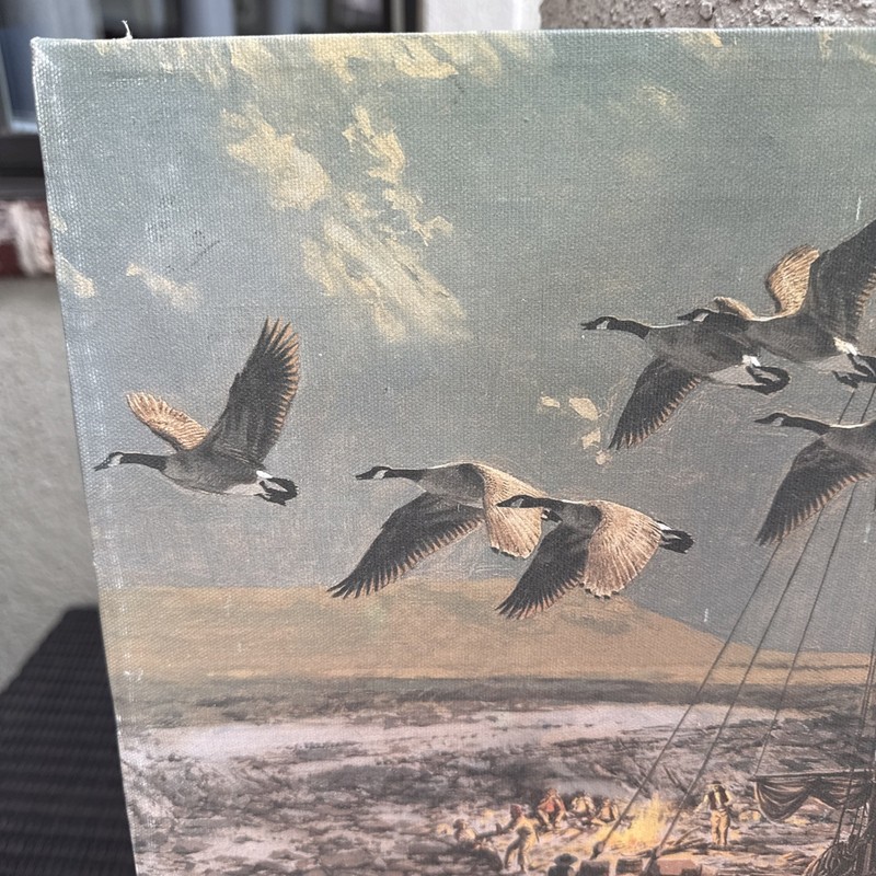 Tom Beecham Keel Boat and Canadian geese Print On Canvas gallery