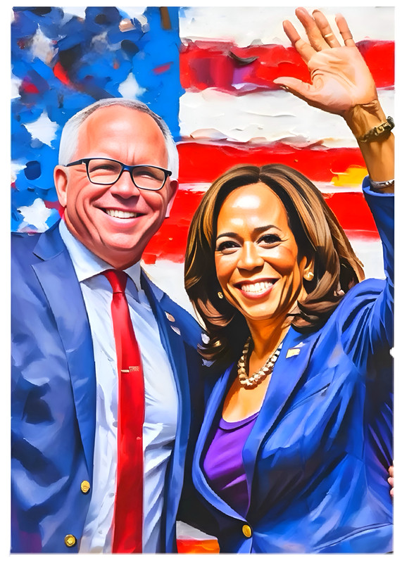KAMALA HARRIS & TIM WALZ * Fun Novelty * POLITICS * Art Card * ATC ACEO