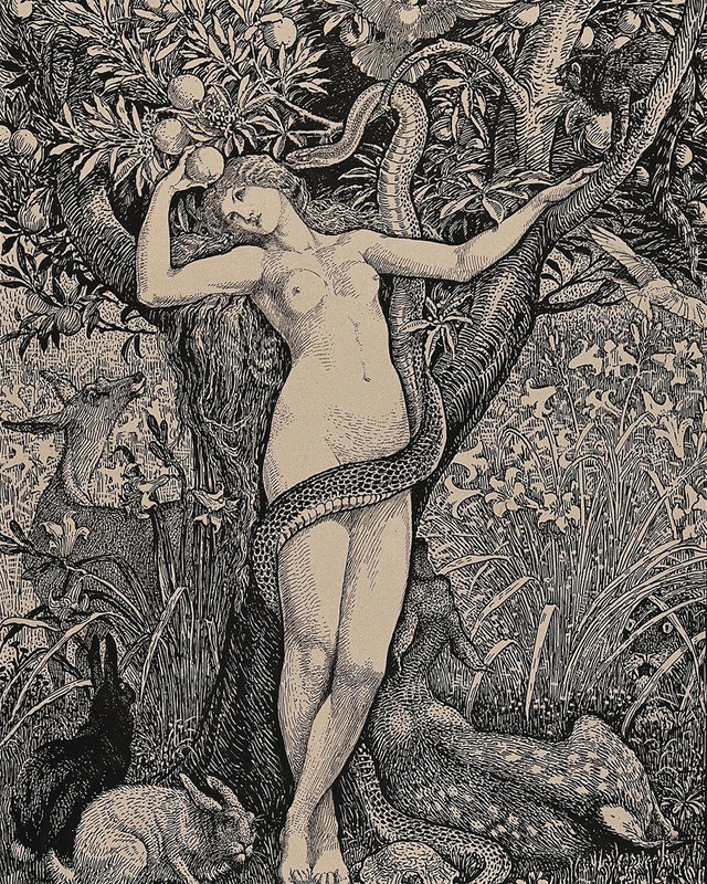 1800s The Temptation of Eve Illustration Giclee Print on Fine Art Paper