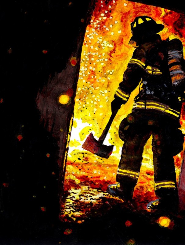 «Firefighter» Fine Art Lithograph by Geoff Mosse