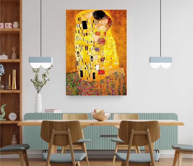 The Kiss Gustav Klimt Reproduction Wall Art Canvas Décor Art Print Room gallery