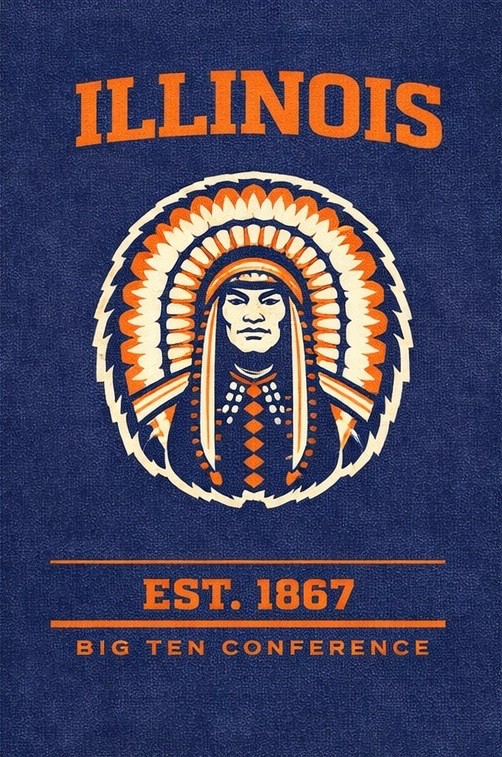 Illinois Poster EST 1867 Big Ten 12x8in Metal Sign Mascot Poster NCAA