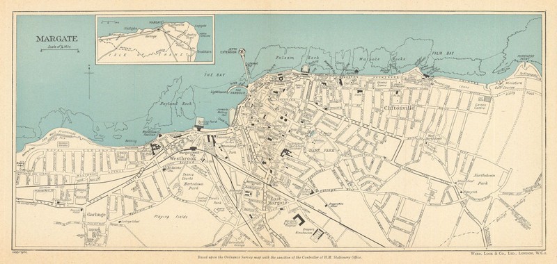 MARGATE vintage town/city plan. Westgate-on-Sea Birchington. WARD LOCK 1954 map