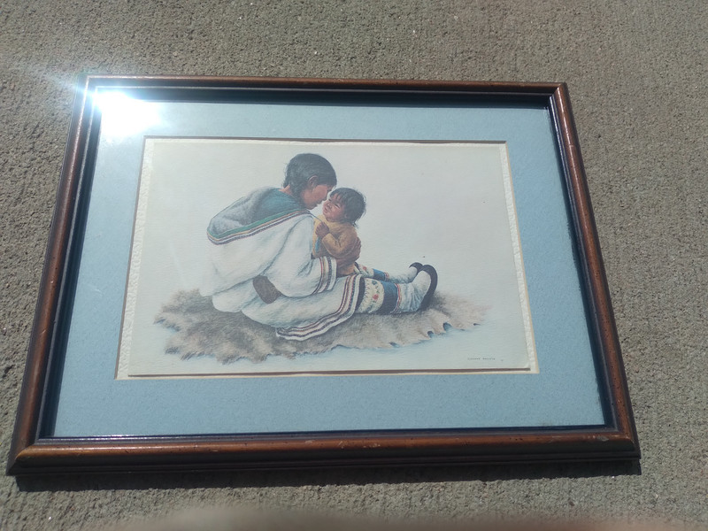 Vintage Dorothy Francis Framed Print Mother with Baby 13 x 10in Native American