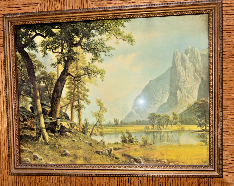 VTG Albert Bierstadt Yosemite Mountains Framed Print 13′ x 10″
