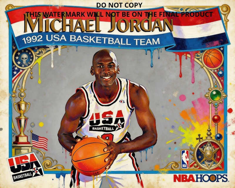Michael Jordan 1991 Hoops USA Dream Team Card Style Art Print 8x10 NBA gallery