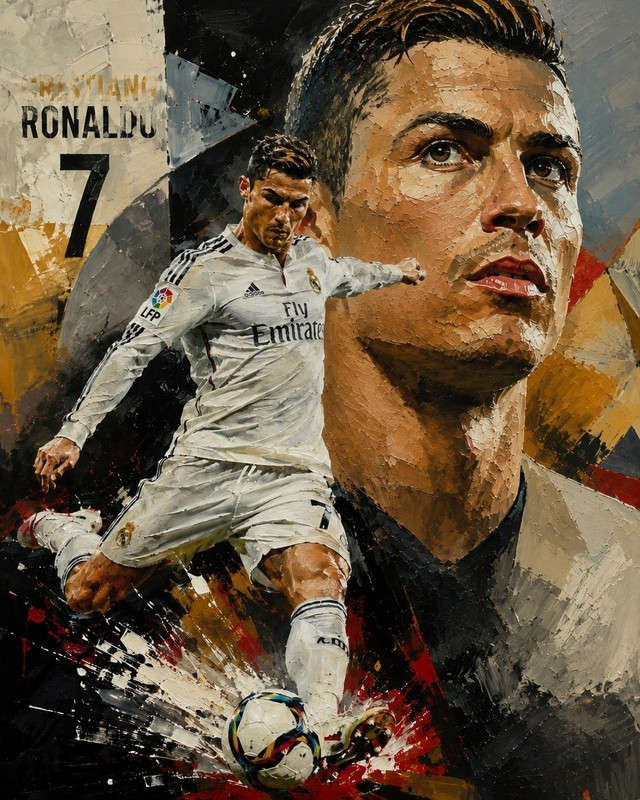 8×10 Cristiano Ronaldo Oil Painting Print