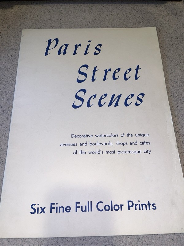 Paris Street Scenes SET OF 6 FINE FULL COLLR PRINTS VTG MCM 14×10” Folio