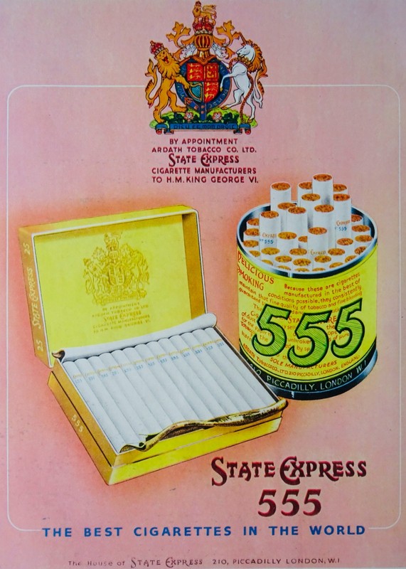 Advertisement Illustration STATE EXPRESS 555 – LONDON PICCADILLY c1951