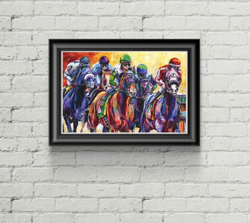 Horse Racing Art Print |Acrylic Painting | Unique Wall Decor | Kentucky Derby gallery