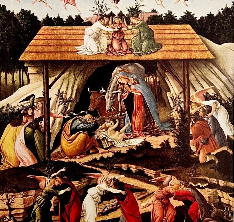 Mystic Nativity Scene Sandro Botticelli 1958 Lithograph Art Print LGADBott