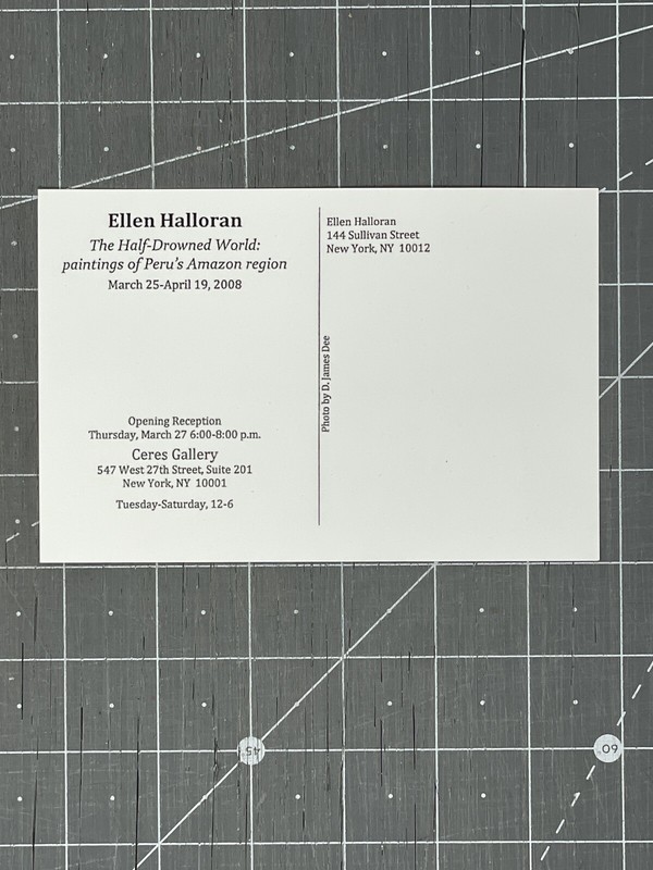 Ellen Halloran Art Show Announcement Card 2008 - Peru Amazon Paintings gallery