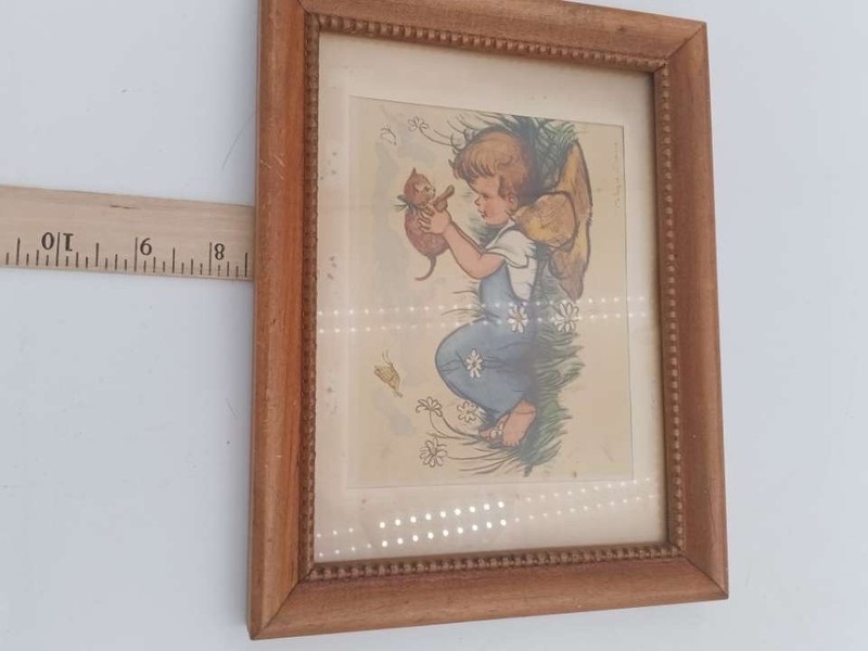 Vintage Framed Child Illustration Prints Set of 3 Wood Frames Storybook Style gallery