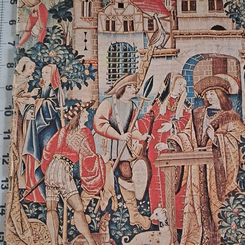 Medieval Castle and Figures Art Print Portrait on Paper, Small 13×10 in