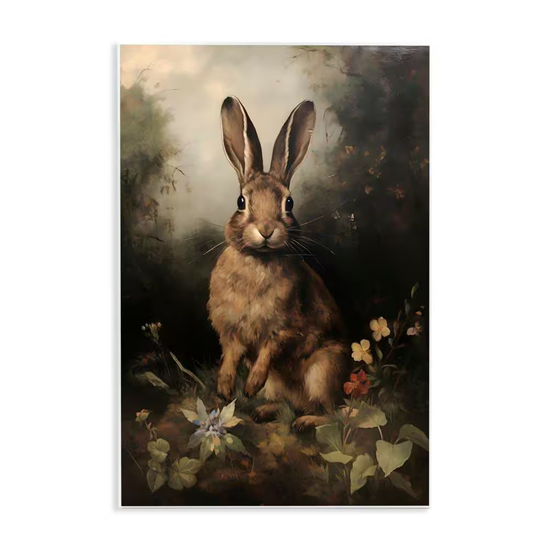 Bunny in Nature by Petal Prints Design Unframed Graphic Art Print Animal 10 In.
