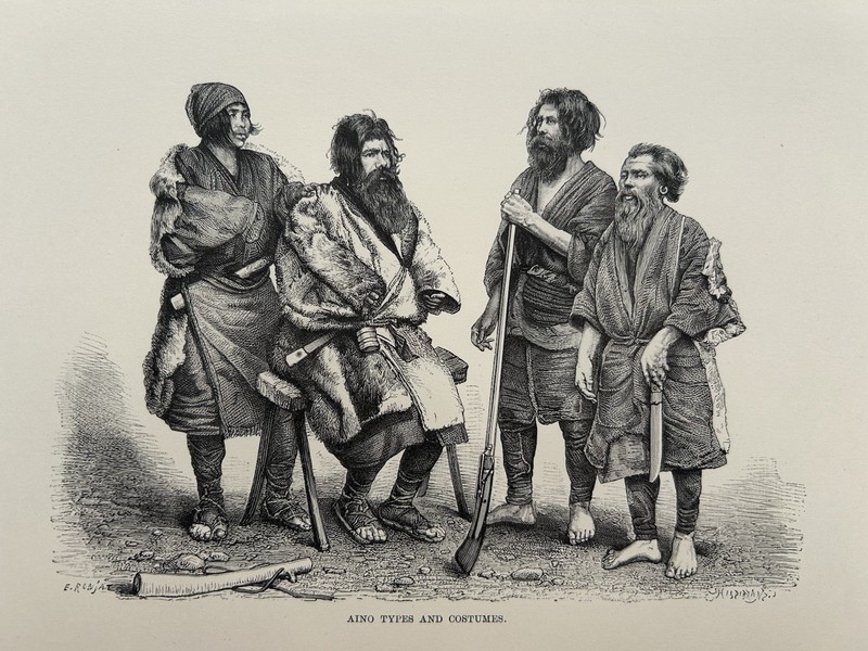 1884 View of Ainu People Of Japan Original Antique Print
