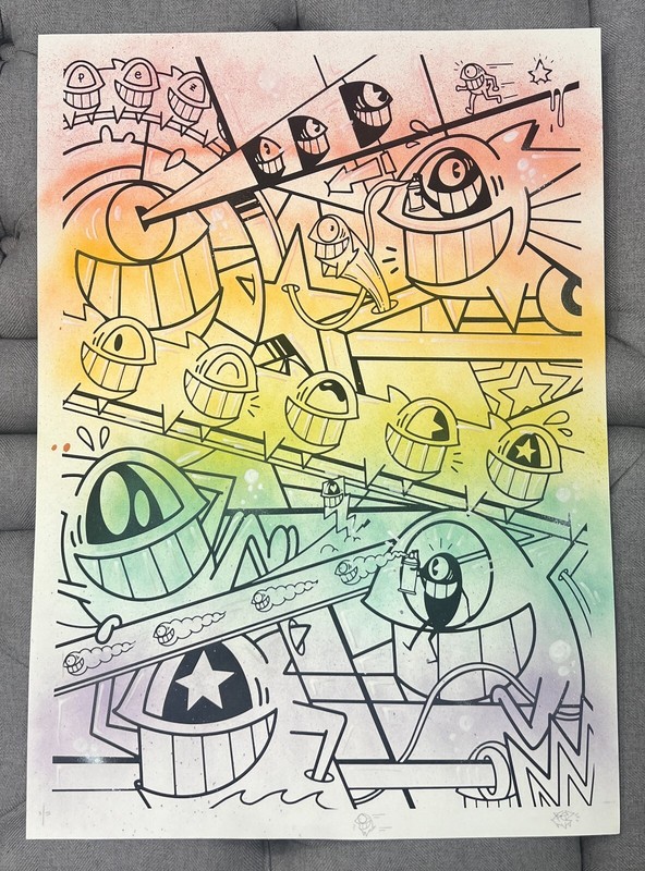 El Pez Happy Pop Hand Finished Print L/E 25 S/N 2020 Rare gallery