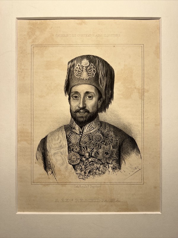 PORTRAIT RESCHID PASHA ANTIQUARIAN LITHOGRAPH 1840 GALLERY ENGRAVING GRAPHIC