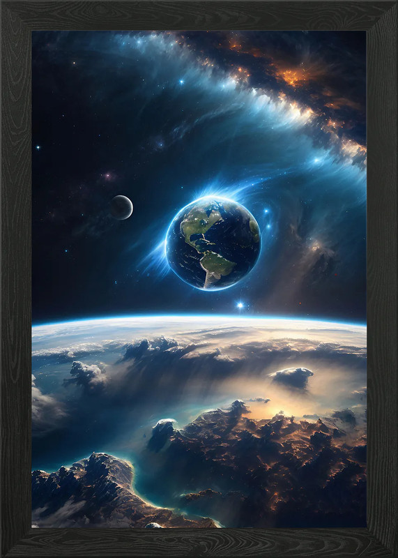 Planet Earth from Space Framed Wall Art Poster Canvas Print Picture