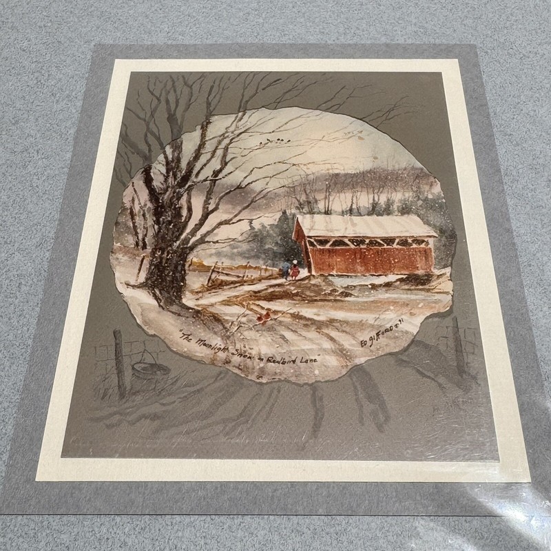 Ed Gifford Photographic Imagery The Moonlight Snow on Redbird Lane Signed 8×10
