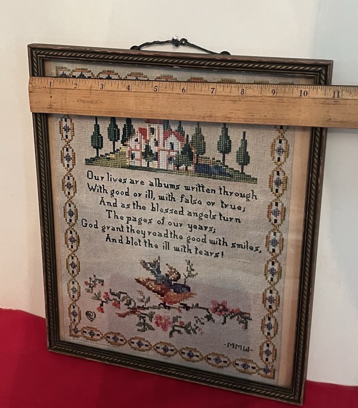 Antique 1917 Original Framed Litho Sampler Whimsical Poem By P F Volland Co. gallery