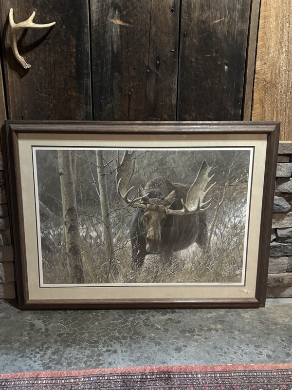 Robert Bateman Ltd Ed Signed Numbered THE CHALLENGE 43 x 32.5 Bull Moose