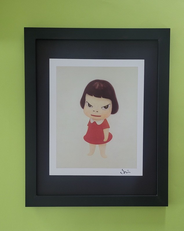 🔥YOSHITOMO NARA | BEAUTIFUL PRINT FROM JAPAN | SIGNED MOUNTED FRAMED 14X11IN.