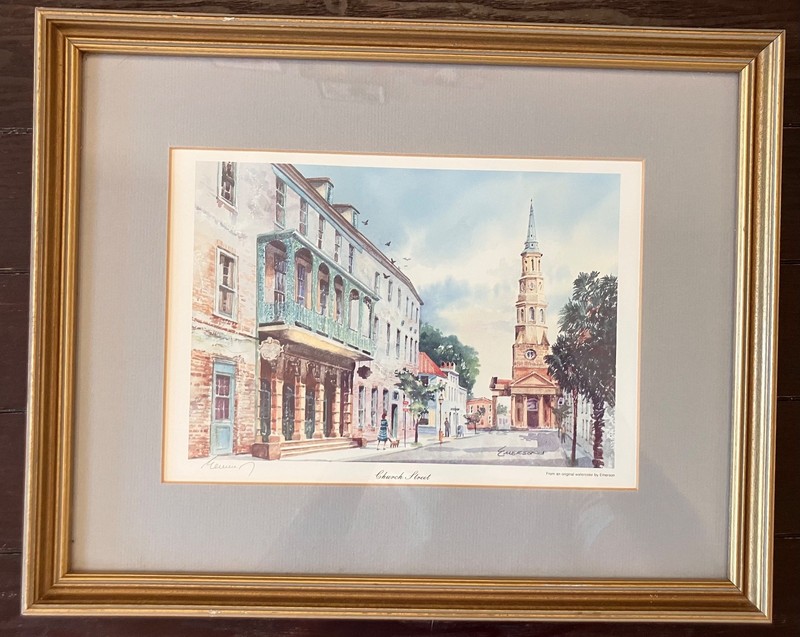 Ed Emerson Prints»Church Street» Watercolor Print, Signed.