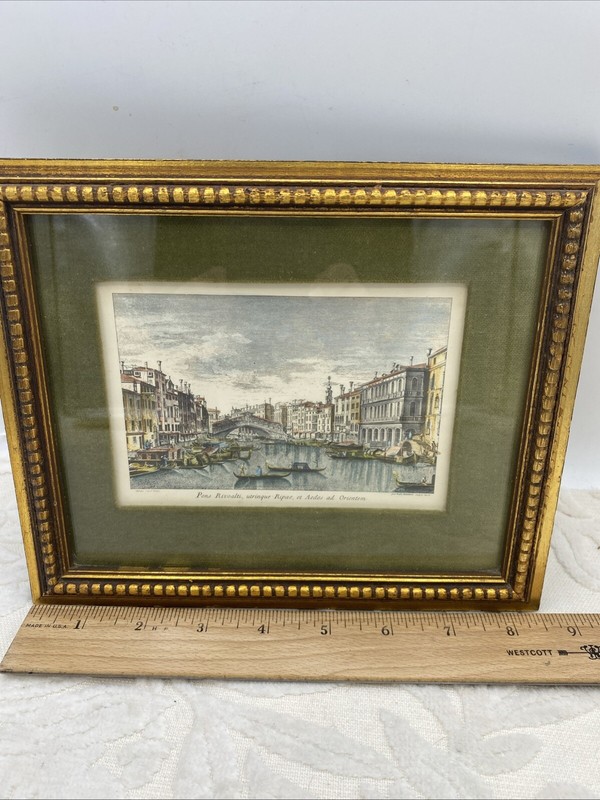 Vintage Venice Lithograph Etching Framed And Matted Print by Antonio Visentini gallery