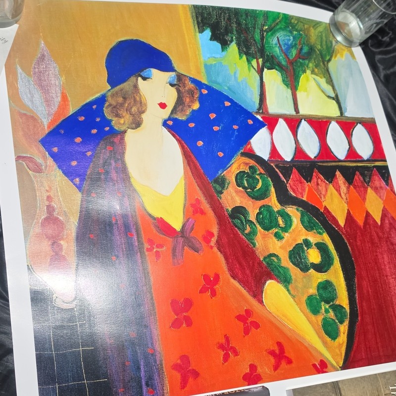 Itzchak Tarkay Indigo Chapeau 2002 Seriolithograph Print COA Unframed
