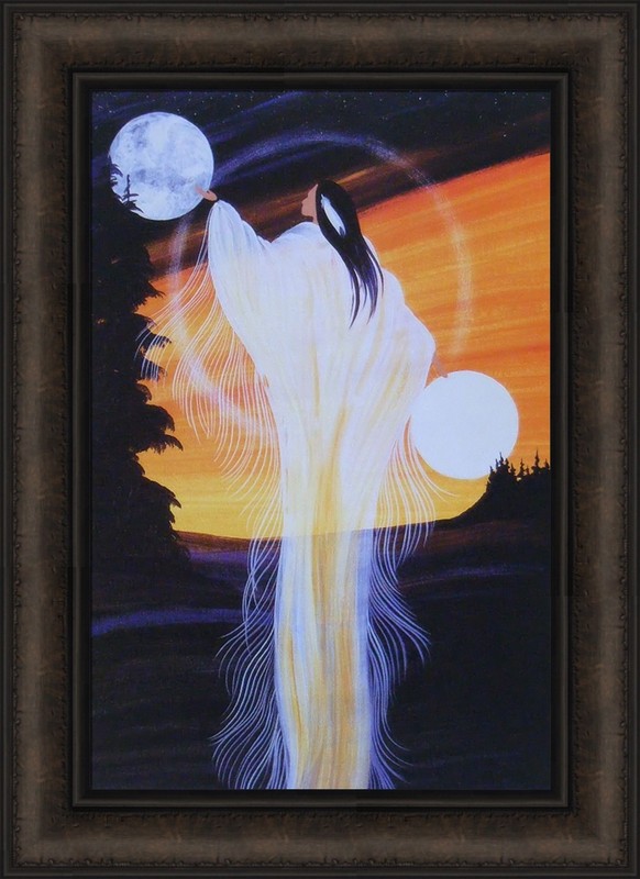JANUARY MOON by Betty Albert 16×22 FRAMED WALL ART Indian Native American Woman