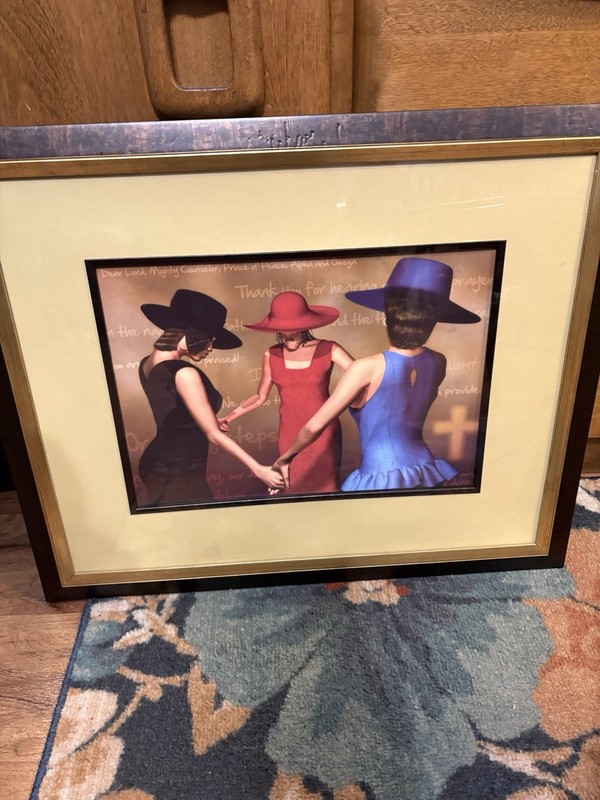 3 praying women African decor 22 1/2 x 18 1/2 in frame