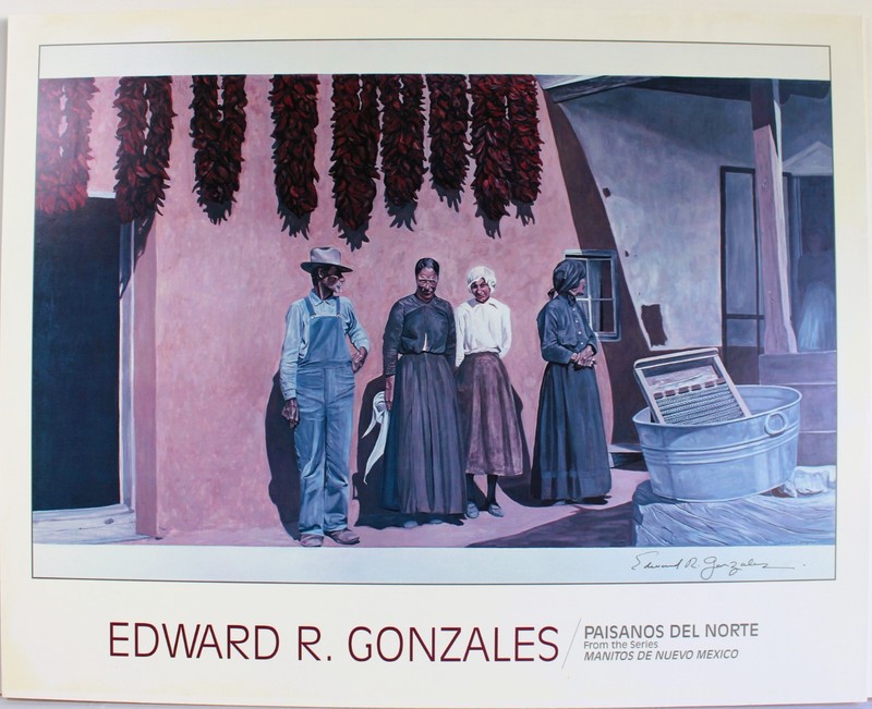 EDWARD GONZALES LITHOGRAPH CARDBOARD POSTER HAND SIGNED NEW MEXICO Southwest gallery