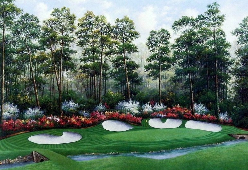 Charles Beck Azalea 13th Hole Augusta National Golf Print – 16″x12″