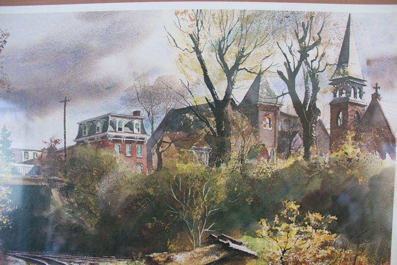 Ranulph Bye Watercolor Country Manor Hand Lithograph's Print Framed Under Glass gallery