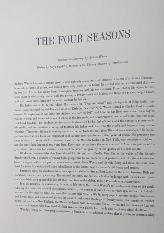 Andrew Wyeth Four Seasons Complete 12 Print Portfolio 1962 Art in America in Box gallery