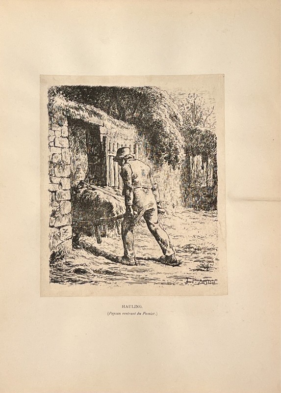 JEAN-FRANCOIS MILLET «PAYSANT RENTRANT DU FUMIER» 1881 Lithograph
