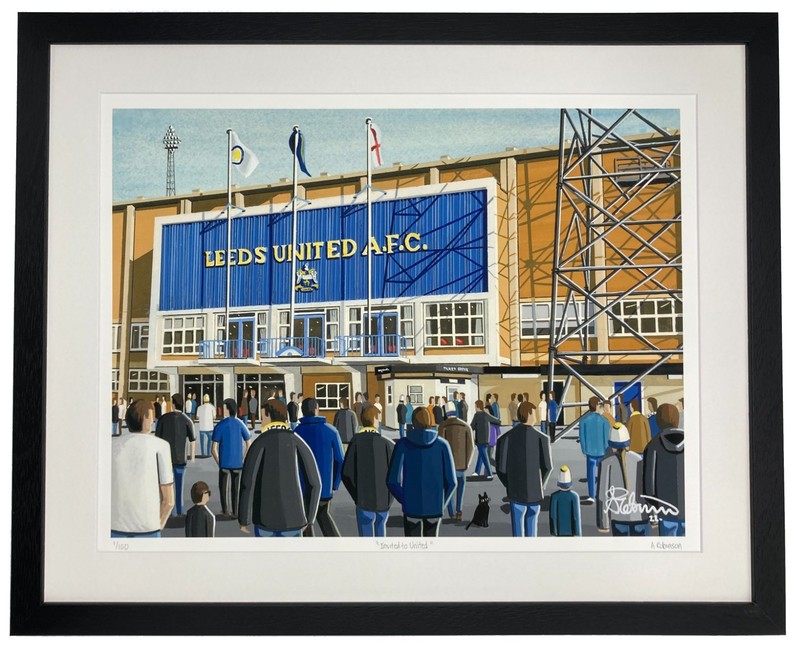 Leeds, Retro Elland Rd Limited Edition Framed Utd Football Art Print (20″ x 16″
