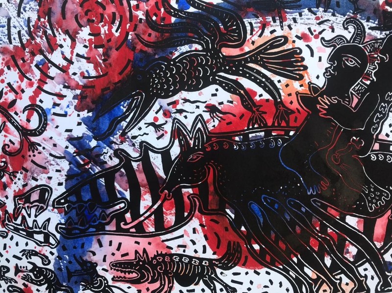 Chilean Mexican Art VICTOR HUGO NUNEZ Lovers Original Woodcut Hand-Signed n9 gallery