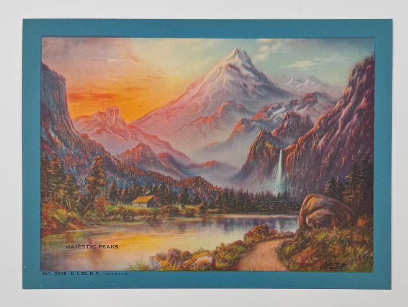 Majestic Peaks, Small Horizontal Vintage Decorative Art Print, Mountain Sunset