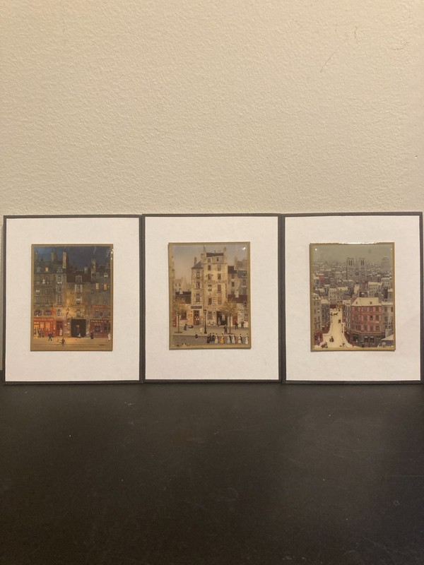 Michel Delacroix Paris Scenes Set of 3 Small Framed Art Prints Wall Plaques 6x4 gallery