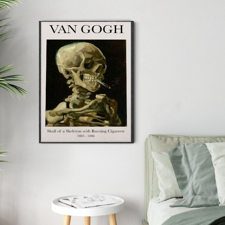 Framed Van Gogh Art Print "Skull of a Skeleton with Burning Cigarette" gallery