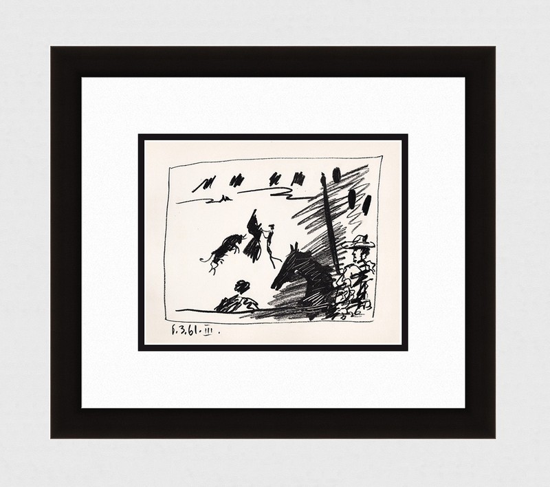 Great 1961 Pablo PICASSO Mourlot Lithograph «Jeu de la Cape» Gallery Framed COA